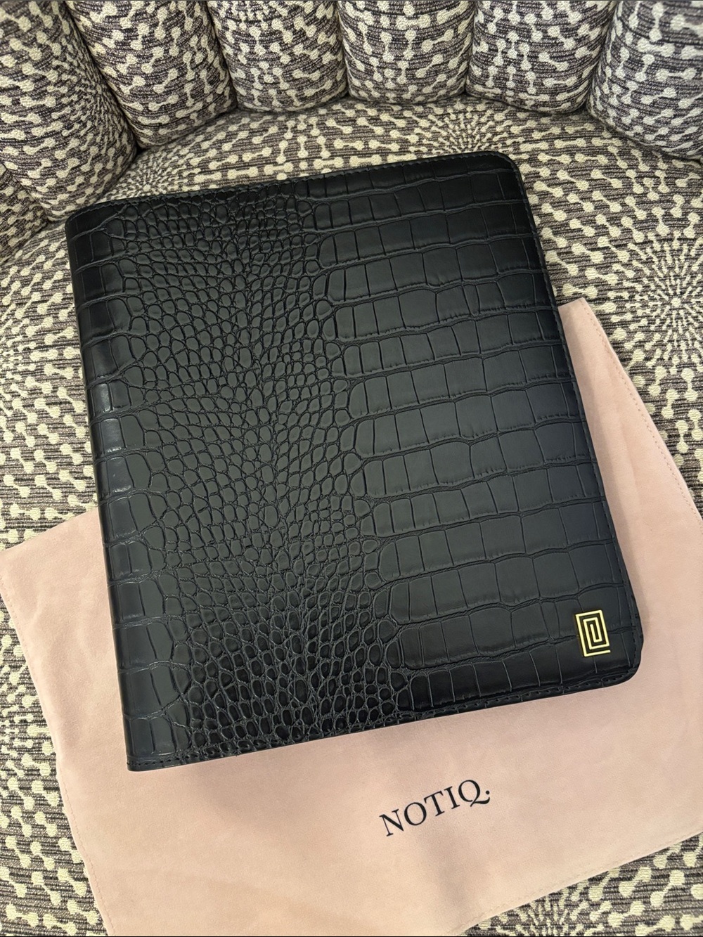 Notiq CLASSIC Sz Midi Desk Folio Agenda Classic 9-Disc Planner Cover Black Croc